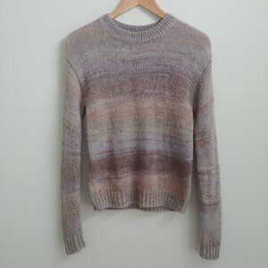 Something Navy wool mohair blend sweater XS ombre tan blue purple brown